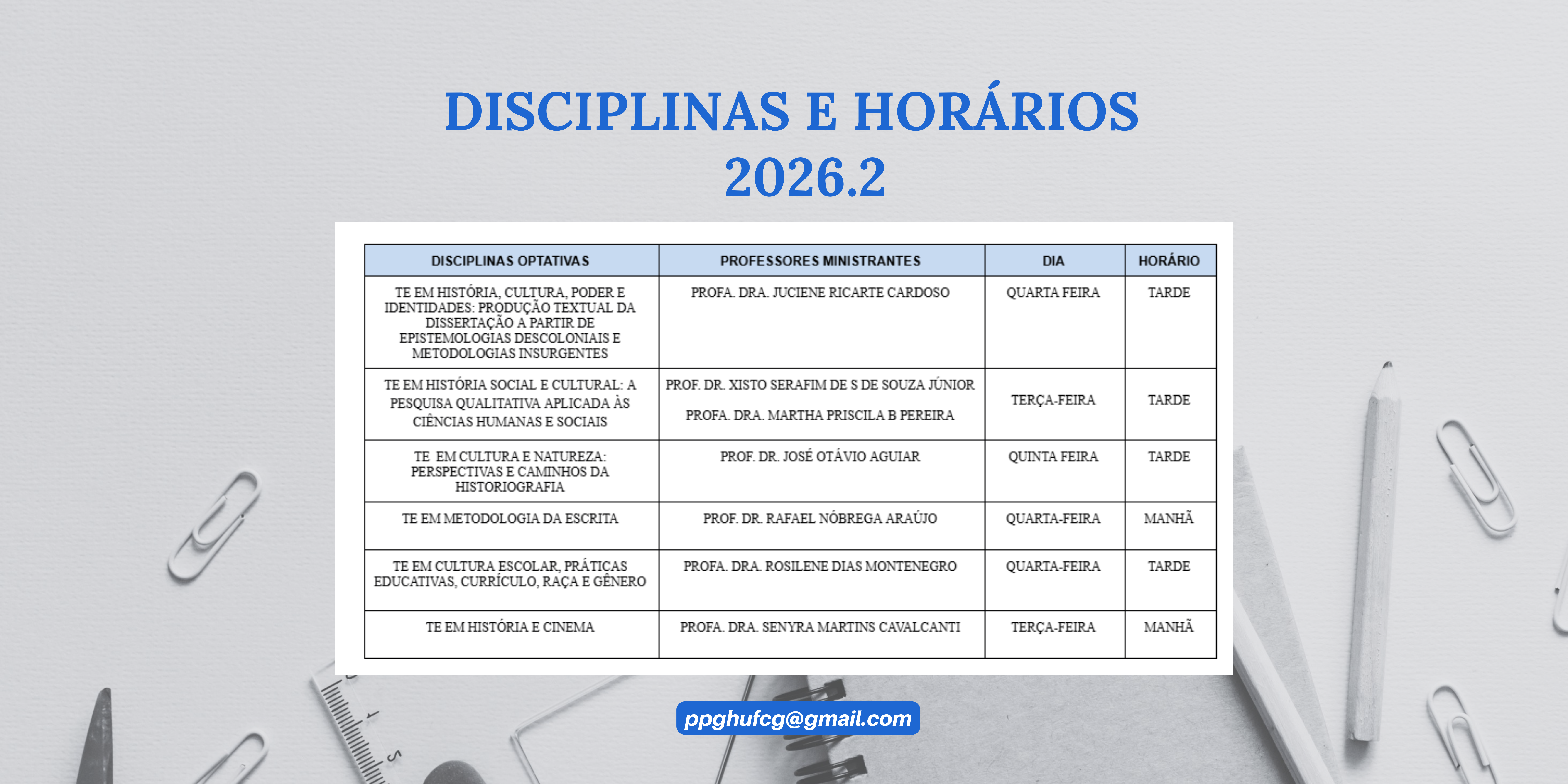 Quadro de Disciplina 2026.2